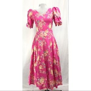 Laura Ashley Vintage US 8 Pink Floral Dress
